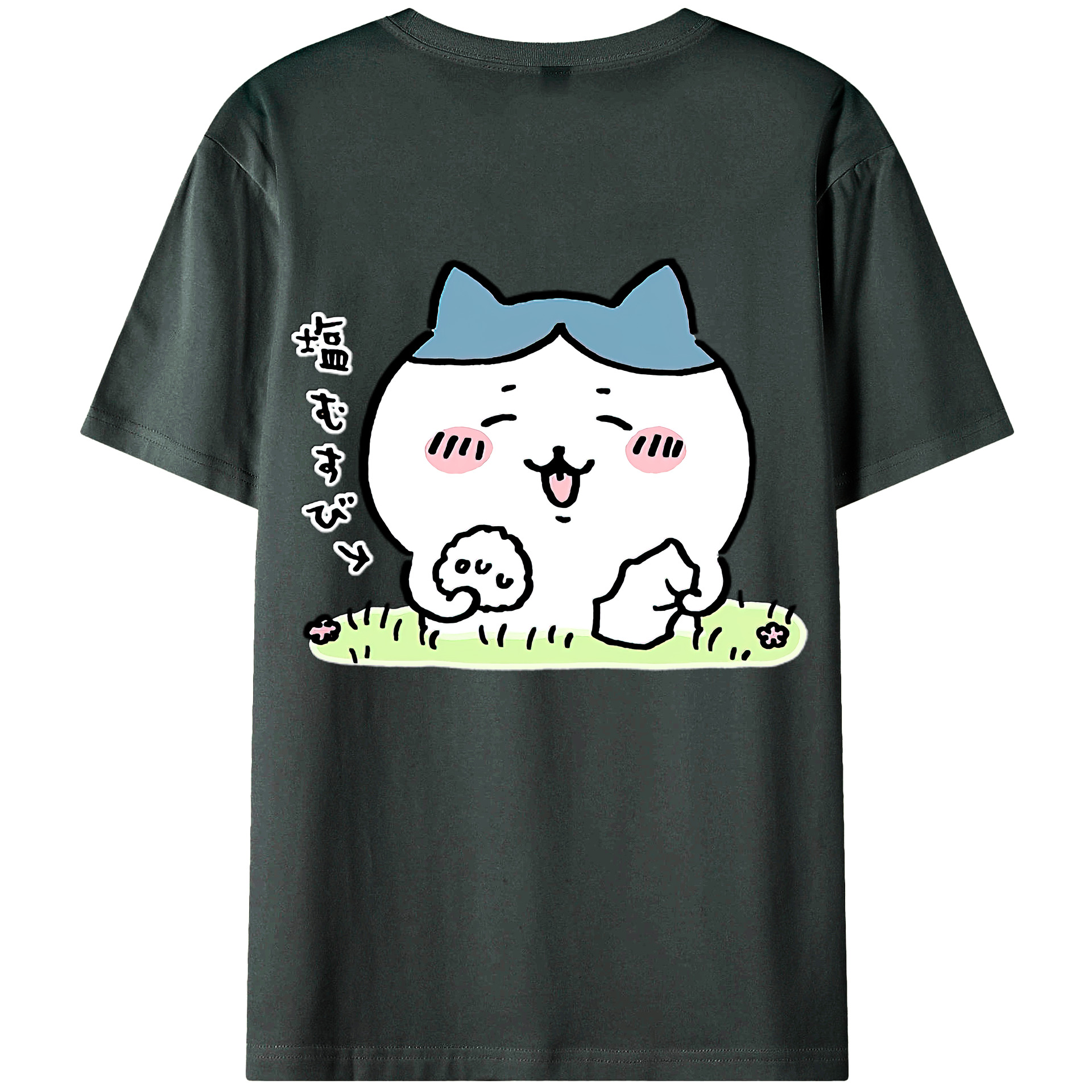 （画像用） ちいかわ ハチワレ Chii-kawa hachiware 綿100％ メンズ半袖Tシャツ（バックプリント） 通気性